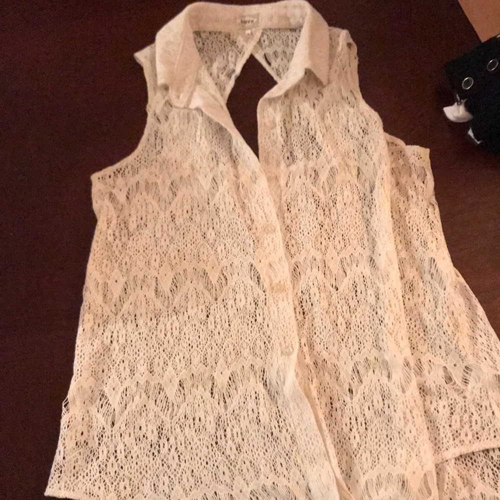 Lace knit tank blouse